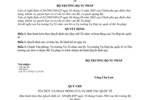 Quyết định 349/2004/QĐ-BTP  Quy chế Tổ chức  hoạt động  Vụ Hợp tác quốc tế