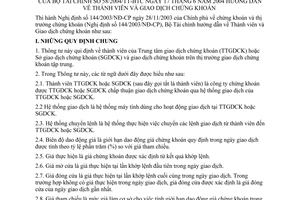 Thông tư 58/2004/TT-BTC hướng dẫn thành viên giao dịch chứng khoán