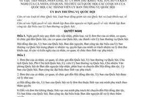 Nghị quyết 715/2004/NQ-UBTVQH11 tiếp nhận,phân loại,xử lý đơn thư khiếu nại,tố cáo,kiến nghị của cá nhân,tổ chức gửi quốc hội