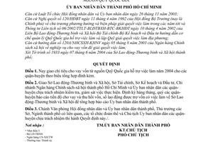 Quyết định 155/2004/QĐ-UB giao chỉ tiêu cho vay từ nguồn Quỹ Quốc gia hỗ trợ việc làm 2004