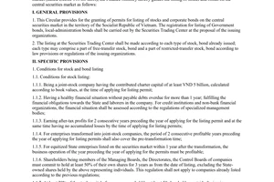 Circular No.59/2004/TT-BTC of June 18, 2004 guiding the listing of stocks and bonds on the central securities market