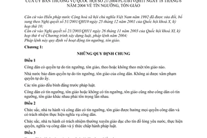 Pháp lệnh Tín ngưỡng, Tôn giáo 2004 21/2004/PL-UBTVQH11