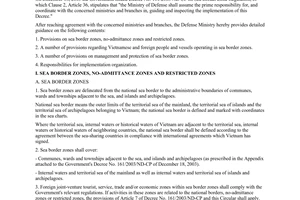 Circular No.89/2004/TT-BQP of June 19, 2004 guiding the implementation of The Government's Decree No. 161/2003/ND-CP on sea border zone regulation