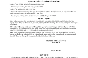 Quyết định 102/2004/QĐ-UB xử lý trách nhiệm Chủ rừng Kiểm lâm không ngăn chặn phá rừng Lâm Đồng