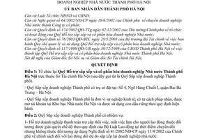 Quyết định 101/2004/QĐ-UB tổ chức lại Quỹ Hỗ trợ sắp xếp cổ phần hóa doanh nghiệp Nhà nước Thành phố Hà Nội