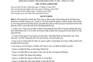 Quyết định 111/2004/QĐ-TTg thành lập Tổng công ty Đầu tư phát triển hạ tầng đô thị thí điểm hoạt động mô hình Công ty mẹ - con