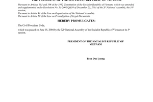Order No.13/2004/L-CTN of June 24, 2004 on the promulgation of The Civil Procedure Code