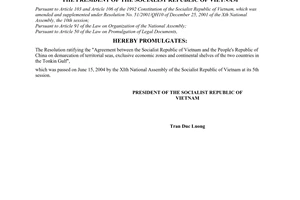 Order No. 16/2004/L-CTN of June 24, 2004 promulgating the National Assembly's Resolution