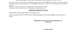 Order No.17/2004/L-CTN of June 24, 2004 on promulgation of The National Assembly’s Resolution