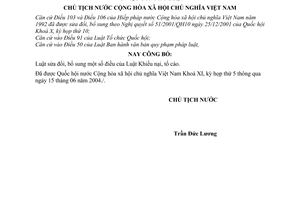 Lệnh công bố Luật bổ sung Luật Khiếu nại, tố cáo 15/2004/L-CTN