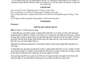 Nghị định 139/2004/NĐ-CP xử phạt vi phạm hành chính trong quản lý bảo vệ rừng lâm sản