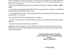 Thông báo 7078/TC-TCĐN thông báo tỷ giá hạch toán ngoại tệ tháng 7/2004