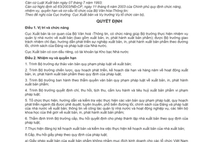 Quyết định 42/2004/QĐ-BVHTT chức năng, nhiệm vụ, quyền hạn cơ cấu tổ chức  Cục xuất bản