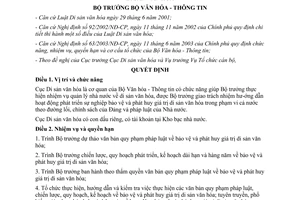 Quyết định 43/2004/QĐ-BVHTT chức năng nhiệm vụ quyền hạn Cục Di sản văn hóa