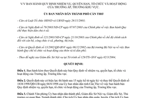 Quyết định 255/2004/QĐ-UB nhiệm vụ hoạt động trưởng ấp trưởng khu vực Cần Thơ