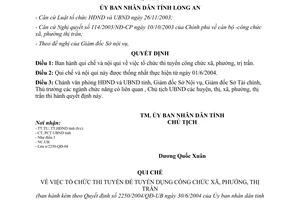 Quyết định 2250/2004/QĐ-UBND thi tuyển công chức xã