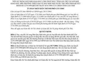 Quyết định 247/2004/QĐ-UB mức giá đất tính thuế chuyển quyền sử dụng đất Cần Thơ