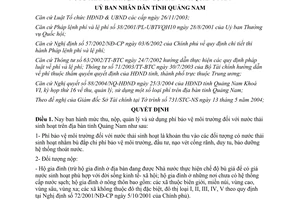 Quyết định 36/2004/QĐ-UB phí môi trường nước thải sinh hoạt Quảng Nam