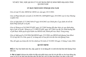 Quyết định số 37/2004/QĐ-UB thu nộp quản lý phí vệ sinh tỉnh Quảng nam