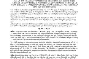 Quyết định 149/2004/QĐ-UB phổ cập giáo dục bậc trung học sửa đổi Chỉ thị 17/2003/CT-UB,Quyết định 301/2003/QĐ-UB