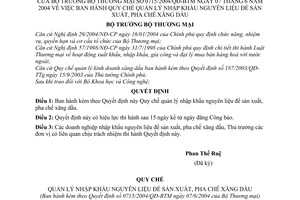 Quyết định 715/2004/QĐ-BTM Quy chế quản lý nhập khẩu nguyên liệu sản xuất, pha chế xăng dầu