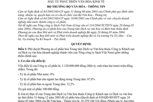 Quyết định 21/2004/QĐ-BVHTT chuyển Trung tâm Dịch vụ Văn hóa thành Công ty cổ phần Đầu tư phát triển Văn hóa kinh tế