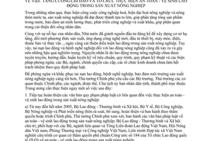 Chỉ thị 20/2004/CT-TTg tăng cường chỉ đạo tổ chức thực hiện an toàn vệ sinh lao động sản xuất nông nghiệp