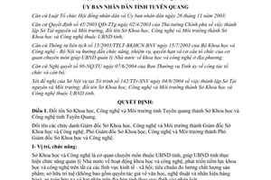 Quyết định 56/2004/QĐ-UBND đổi tên Sở Khoa học Công nghệ Tuyên Quang