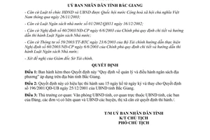 Quyết định 84/2004/QĐ-UB quản lý điều hành ngân sách địa phương Bắc Giang