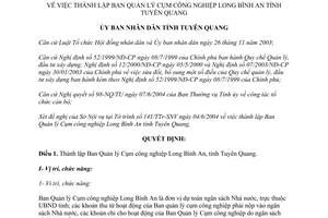 Quyết định 57/2004/QĐ-UB thành lập Ban Quản lý Cụm công nghiệp Long Bình An Tuyên Quang