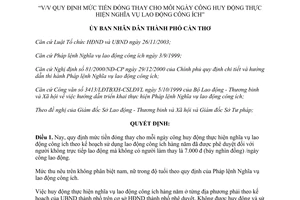 Quyết định 248/2004/QĐ-UB mức tiền đóng thay cho mỗi ngày công huy động nghĩa vụ lao động công ích Cần Thơ