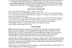 Quyết định 105/2004/QĐ-TTg mức giá mua xe ô tô phục vụ công tác cơ quan hành chính sự nghiệp doanh nghiệp nhà nước sửa đổi 122/1999/QĐ-TTg