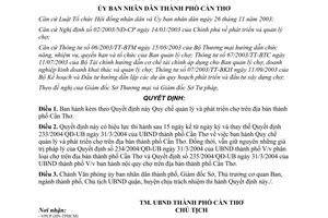 Quyết định 250/2004/QĐ-UB quy chế quản lý phát triển chợ trên địa bàn Cần Thơ