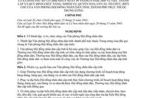 Nghị định 133/2004/NĐ-CP thành lập chức năng, nhiệm vụ, quyền hạn,cơ cấu tổ chức, biên chế  Văn phòng Hội đồng nhân dân tỉnh,thành phố thuộc TW