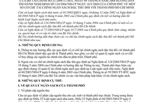 Thông tư 52/2004/TT-BTC cơ chế tài chính ngân sách đặc thù thành phố Hồ Chí Minh hướng dẫn thi hành Nghị định 124/2004/NĐ-CP