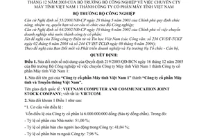 Quyết định 45/2004/QĐ-BCN  chuyển Công ty Máy tính Việt Nam 1 thành Công ty cổ phần sửa đổi 219/2003/QĐ-BCN