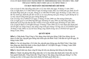 Quyết định 153/2004/QĐ-UB thời điểm bắt đầu tổ chức thu, nộp phí giao thông một chiều qua cầu Bình Triệu 2