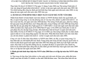Thông tư 55/2004/TT-BTC hướng dẫn xây dựng dự toán ngân sách nhà nước năm 2005