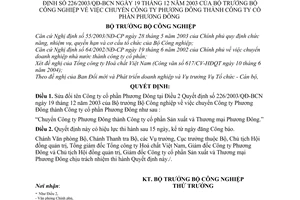 Quyết định 46/2004/QĐ-BCN chuyển Công ty Phương Đông thành Công ty cổ phần sửa đổi 226/2003/QĐ-BCN
