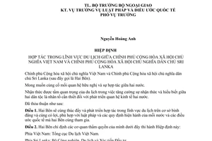 Hiệp định hợp tác trong du lịch giữa Việt Nam Sri Lanka 2004