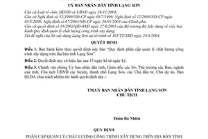 Quyết định 35/2004/QĐ-UB  phân cấp quản lý chất lượng công trình xây