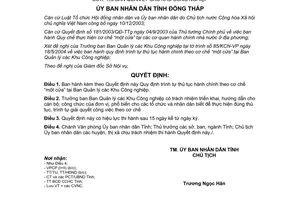 Quyết định 57/2004/QĐ-UB thủ tục hành chính cơ chế một cửa Ban Quản lý Khu công nghiệp Đồng Tháp