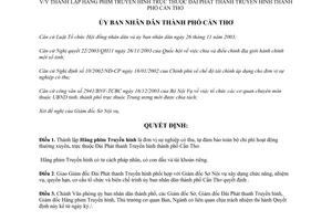 Quyết định 177/2004/QĐ-UB thành lập Hãng phim Truyền hình Cần Thơ