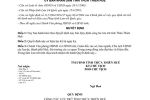 Quyết định 1872/2004/QĐ-UB ban hành quy định công tác lưu trữ tỉnh Thừa Thiên Huế