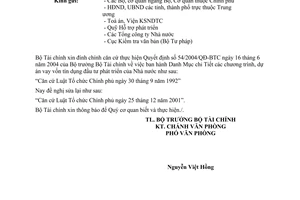 Công văn 7267 TC/VP  đính chính QĐ 54/2004/QĐ-BTC