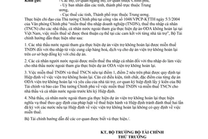 Công văn  7333 TC/TCT thuế TNDN và TNCN  dự án ODA không hoàn lại