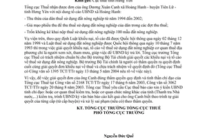 Công văn 2017 TCT/TTr  giải quyết đơn tố cáo  thuế sử dụng đất nông nghiệp