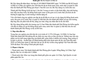 Công văn  997/BXD-HTĐT  báo cáo Tiền khả thi Dự án thoát nước mưa, nước thải và quản lý chất thải rắn  Hải Phòng giai đoạn 1