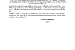 Công văn 3494/VPCP-ĐMDN  đính chính ND 109/2004/NĐ-CP   đăng ký kinh doanh
