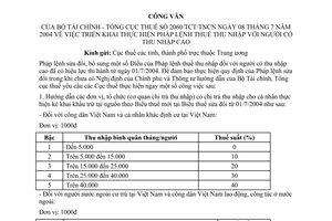 Công văn 2060/TCT/TNDN  triển khai thực hiện Pháp lệnh thuế thu nhập đối với người thu nhập cao